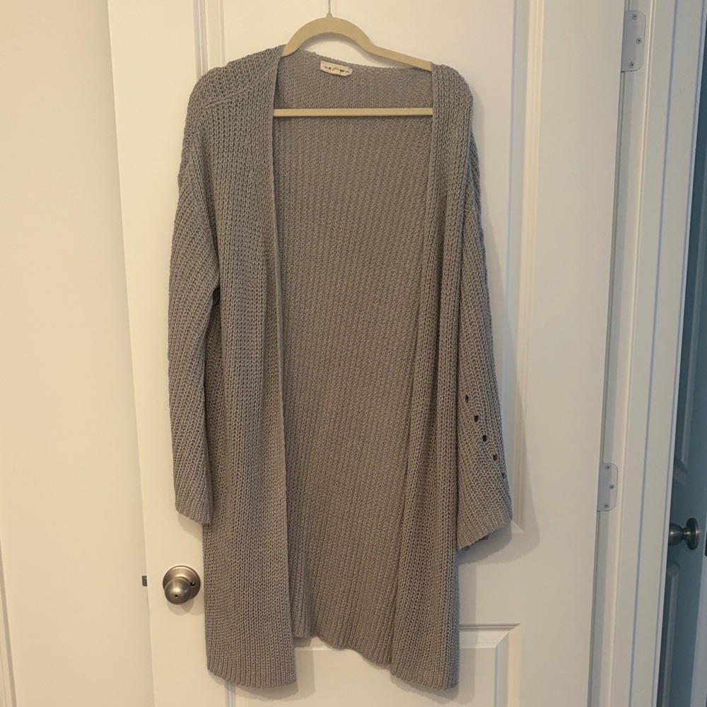 Eesome Light Gray Knit Cardigan